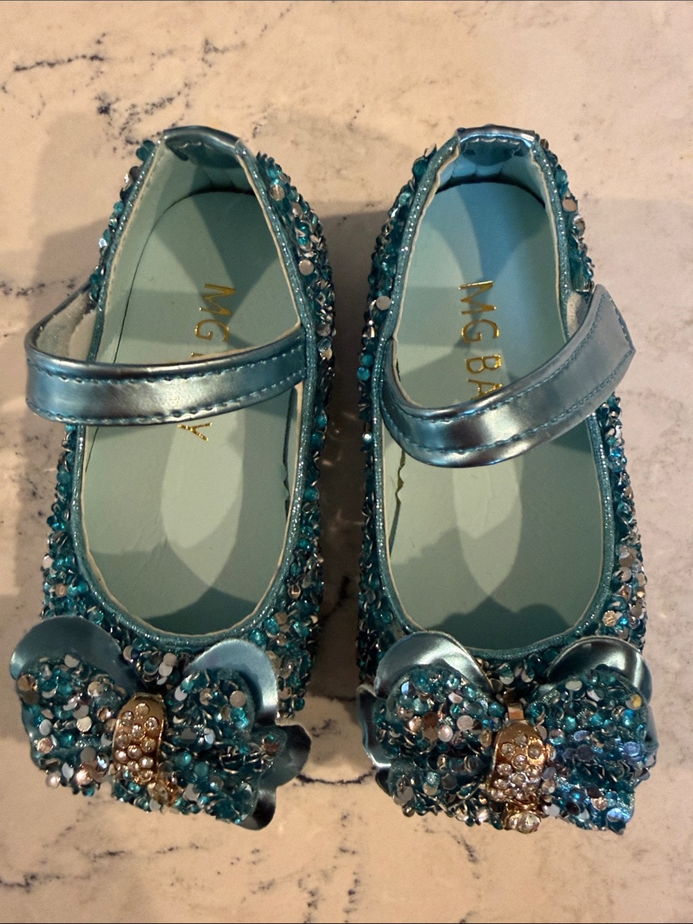 Embellished Teal Girls' Mary Jane Dress Shoes